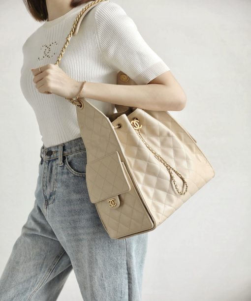 CHANEL 25 BAG CAVIAR BEIGE